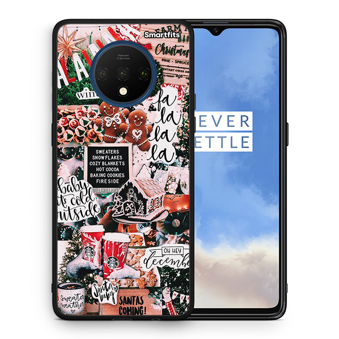 Θήκη OnePlus 7T Xmas Habbits από τη Smartfits με σχέδιο στο πίσω μέρος και μαύρο περίβλημα | OnePlus 7T Xmas Habbits case with colorful back and black bezels