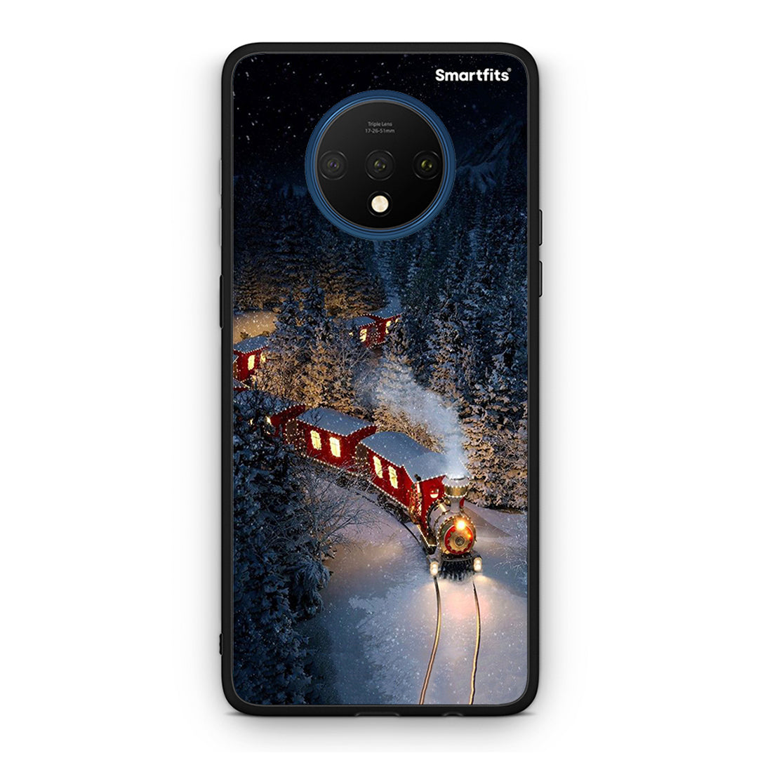 OnePlus 7T Xmas Train θήκη από τη Smartfits με σχέδιο στο πίσω μέρος και μαύρο περίβλημα | Smartphone case with colorful back and black bezels by Smartfits