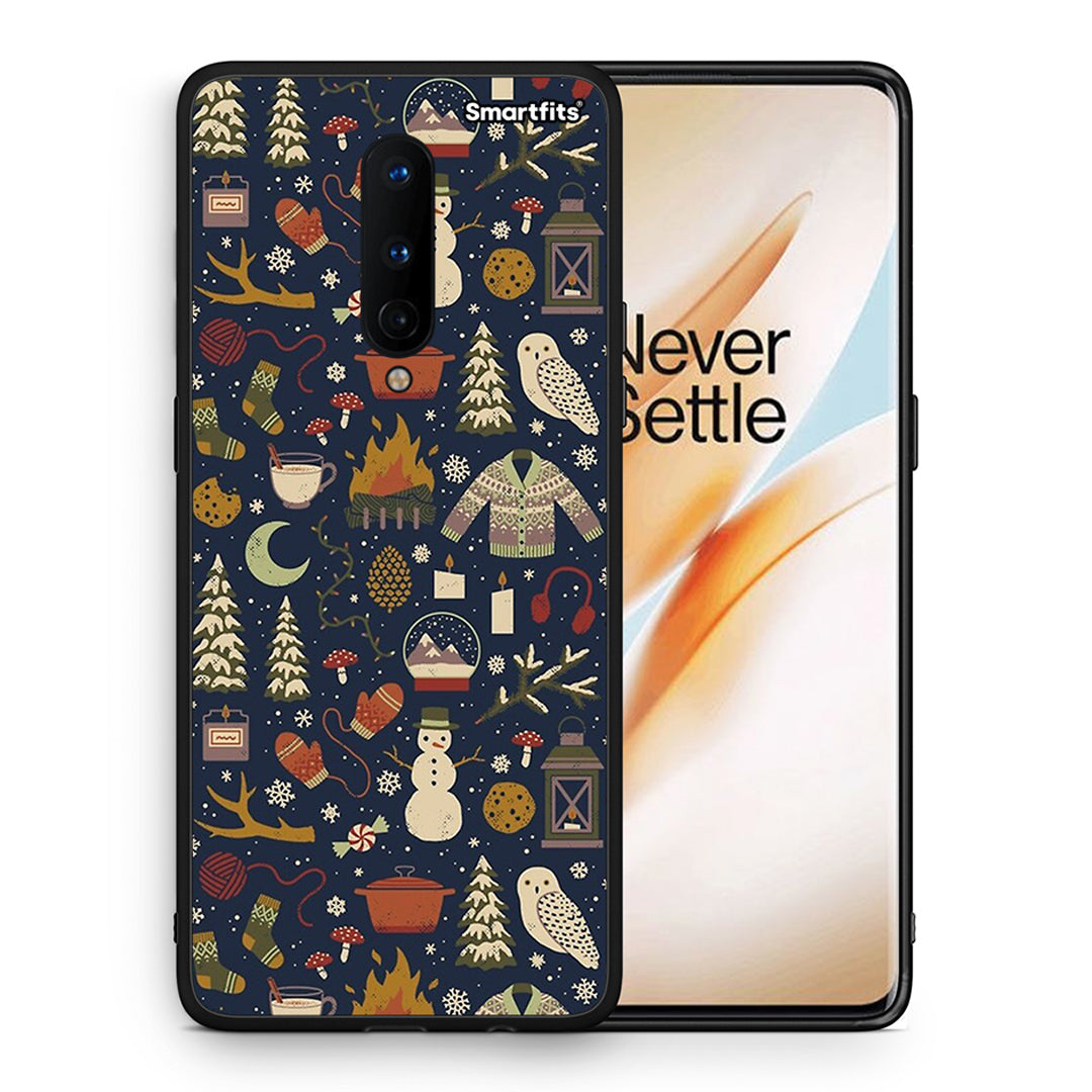 Θήκη OnePlus 8 Christmas Elements από τη Smartfits με σχέδιο στο πίσω μέρος και μαύρο περίβλημα | OnePlus 8 Christmas Elements case with colorful back and black bezels