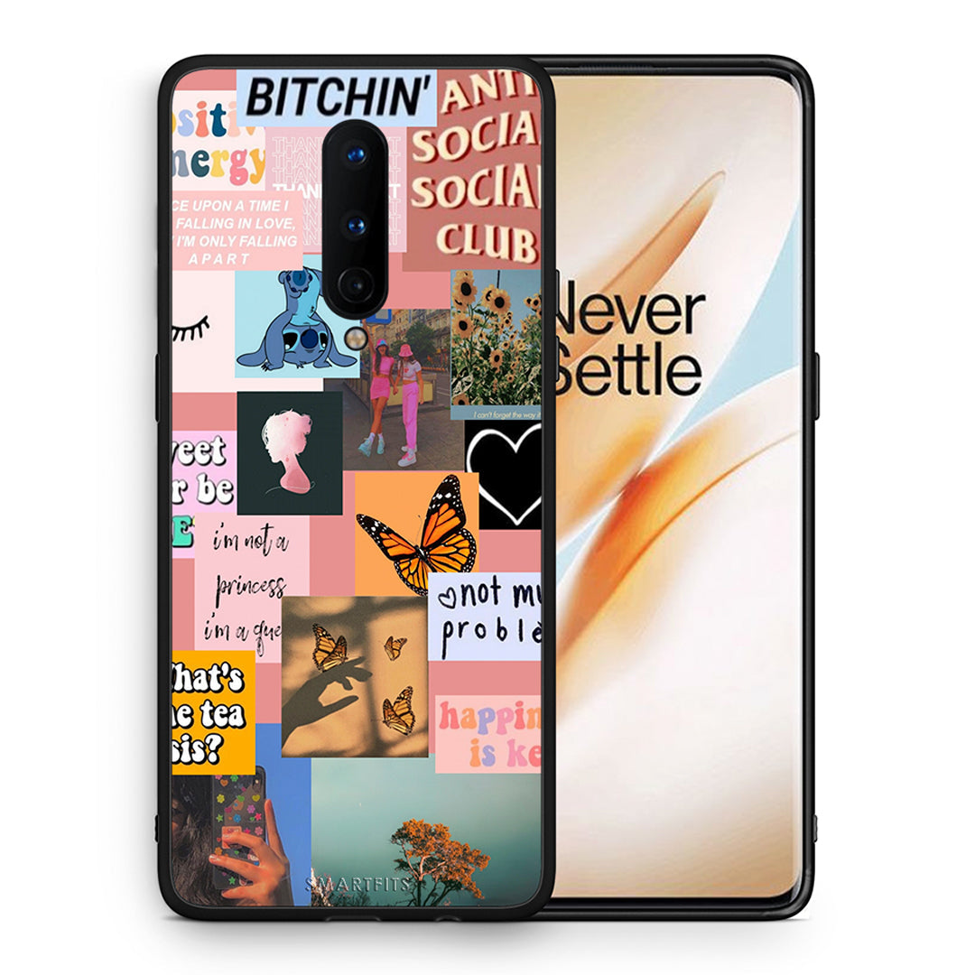 Θήκη Αγίου Βαλεντίνου OnePlus 8 Collage Bitchin από τη Smartfits με σχέδιο στο πίσω μέρος και μαύρο περίβλημα | OnePlus 8 Collage Bitchin case with colorful back and black bezels