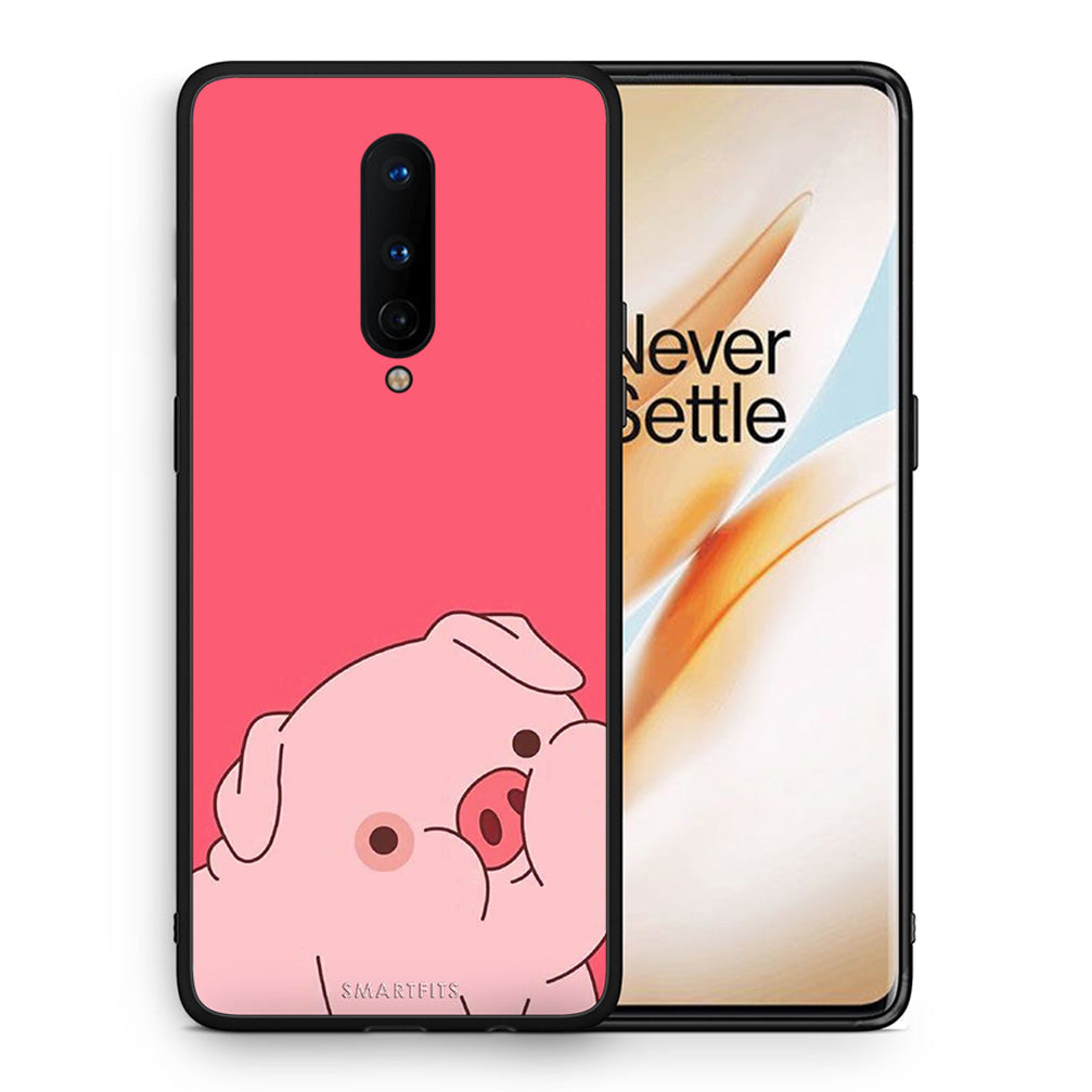 Θήκη Αγίου Βαλεντίνου OnePlus 8 Pig Love 1 από τη Smartfits με σχέδιο στο πίσω μέρος και μαύρο περίβλημα | OnePlus 8 Pig Love 1 case with colorful back and black bezels