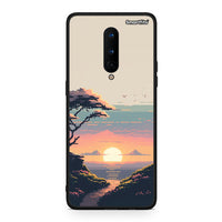 Thumbnail for OnePlus 8 Pixel Sunset Θήκη από τη Smartfits με σχέδιο στο πίσω μέρος και μαύρο περίβλημα | Smartphone case with colorful back and black bezels by Smartfits