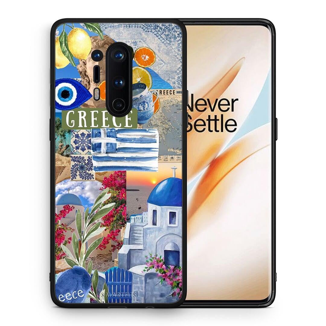 Θήκη OnePlus 8 Pro All Greek από τη Smartfits με σχέδιο στο πίσω μέρος και μαύρο περίβλημα | OnePlus 8 Pro All Greek case with colorful back and black bezels