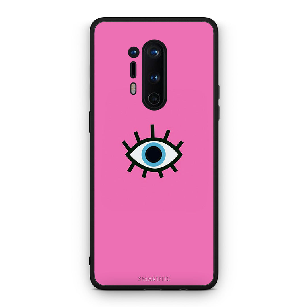 OnePlus 8 Pro Blue Eye Pink θήκη από τη Smartfits με σχέδιο στο πίσω μέρος και μαύρο περίβλημα | Smartphone case with colorful back and black bezels by Smartfits