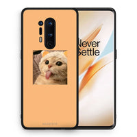 Thumbnail for Θήκη OnePlus 8 Pro Cat Tongue από τη Smartfits με σχέδιο στο πίσω μέρος και μαύρο περίβλημα | OnePlus 8 Pro Cat Tongue case with colorful back and black bezels