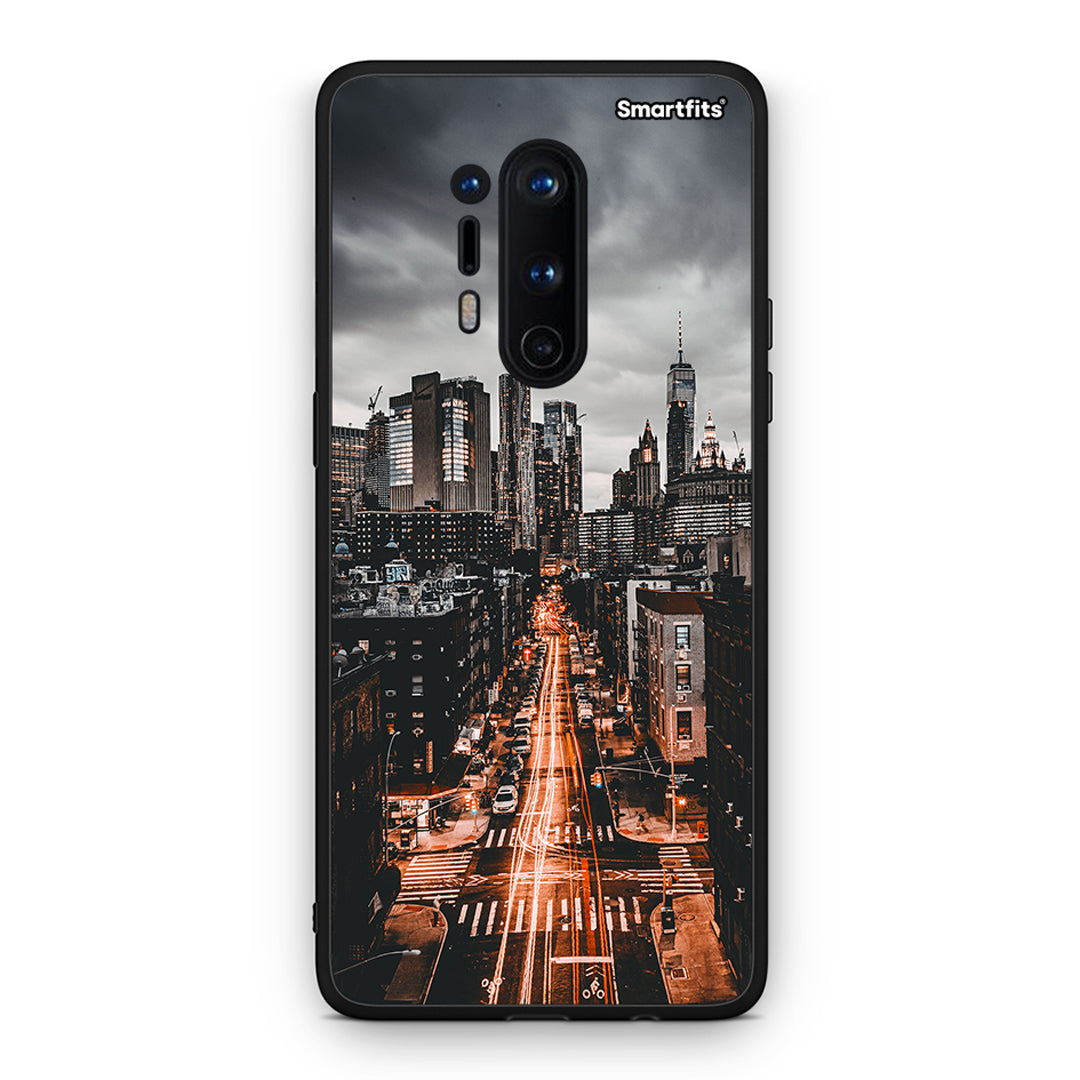 OnePlus 8 Pro City Lights θήκη από τη Smartfits με σχέδιο στο πίσω μέρος και μαύρο περίβλημα | Smartphone case with colorful back and black bezels by Smartfits