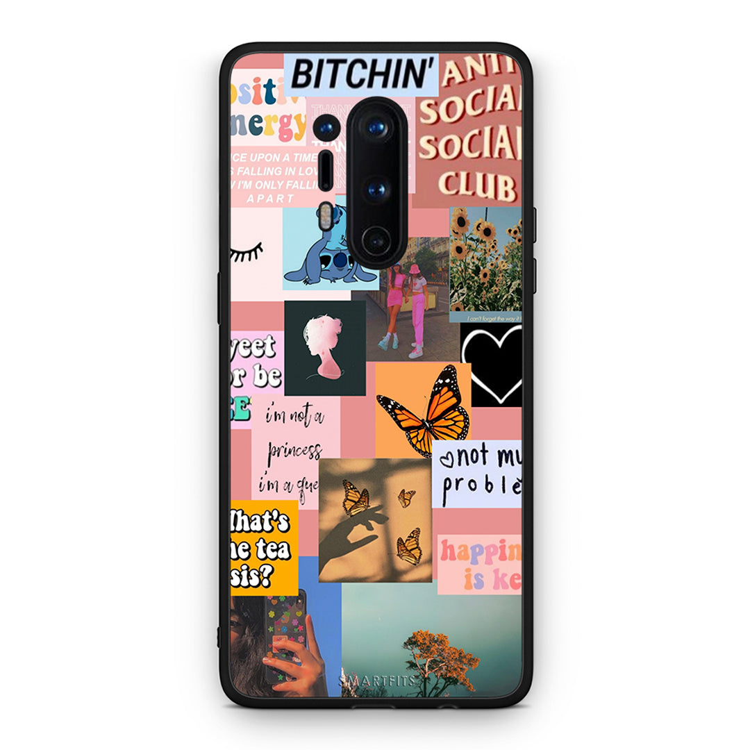 OnePlus 8 Pro Collage Bitchin Θήκη Αγίου Βαλεντίνου από τη Smartfits με σχέδιο στο πίσω μέρος και μαύρο περίβλημα | Smartphone case with colorful back and black bezels by Smartfits