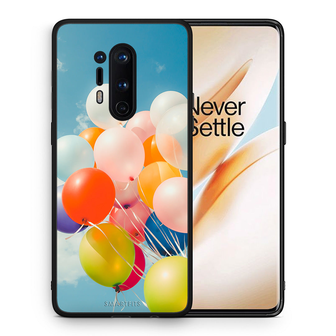 Θήκη OnePlus 8 Pro Colorful Balloons από τη Smartfits με σχέδιο στο πίσω μέρος και μαύρο περίβλημα | OnePlus 8 Pro Colorful Balloons case with colorful back and black bezels