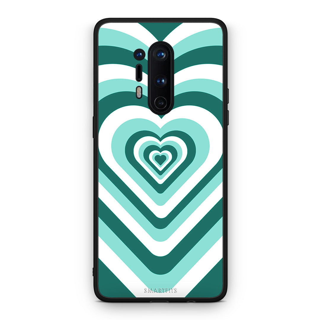 OnePlus 8 Pro Green Hearts θήκη από τη Smartfits με σχέδιο στο πίσω μέρος και μαύρο περίβλημα | Smartphone case with colorful back and black bezels by Smartfits