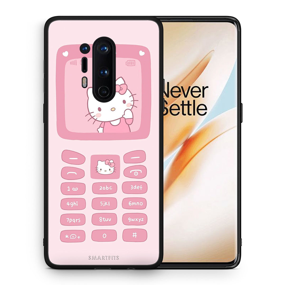 Θήκη Αγίου Βαλεντίνου OnePlus 8 Pro Hello Kitten από τη Smartfits με σχέδιο στο πίσω μέρος και μαύρο περίβλημα | OnePlus 8 Pro Hello Kitten case with colorful back and black bezels