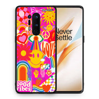 Thumbnail for Θήκη OnePlus 8 Pro Hippie Love από τη Smartfits με σχέδιο στο πίσω μέρος και μαύρο περίβλημα | OnePlus 8 Pro Hippie Love case with colorful back and black bezels