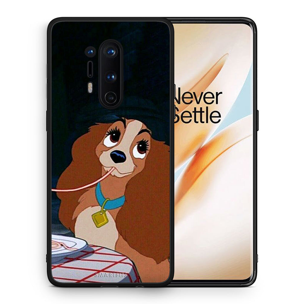 Θήκη Αγίου Βαλεντίνου OnePlus 8 Pro Lady And Tramp 2 από τη Smartfits με σχέδιο στο πίσω μέρος και μαύρο περίβλημα | OnePlus 8 Pro Lady And Tramp 2 case with colorful back and black bezels