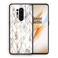 Thumbnail for Θήκη OnePlus 8 Pro Gold Geometric Marble από τη Smartfits με σχέδιο στο πίσω μέρος και μαύρο περίβλημα | OnePlus 8 Pro Gold Geometric Marble case with colorful back and black bezels