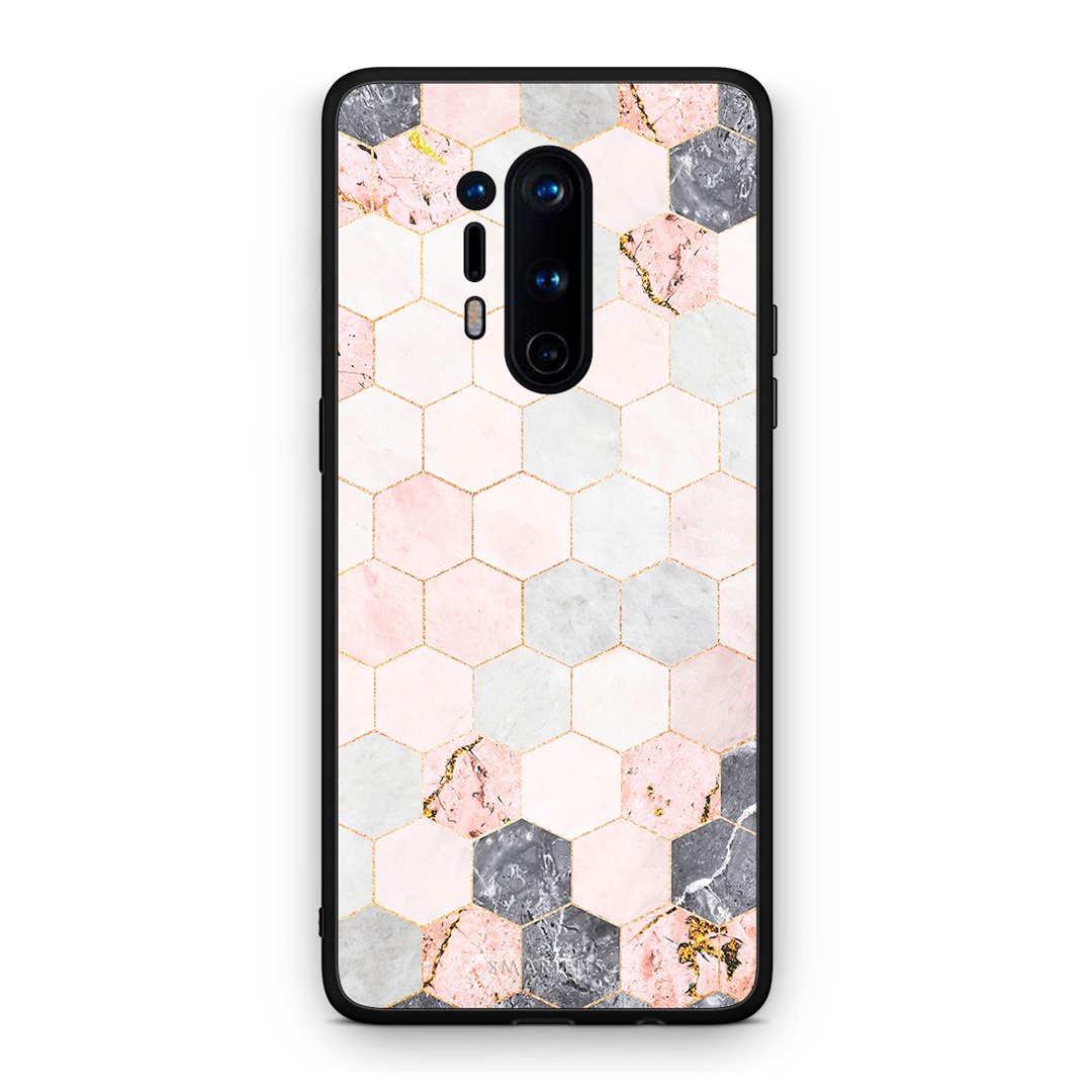 4 - OnePlus 8 Pro Hexagon Pink Marble case, cover, bumper