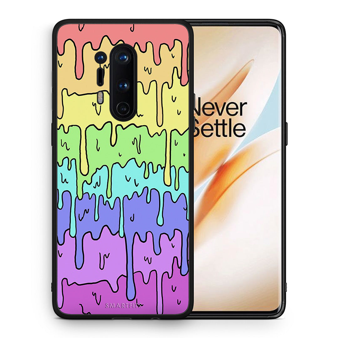 Θήκη OnePlus 8 Pro Melting Rainbow από τη Smartfits με σχέδιο στο πίσω μέρος και μαύρο περίβλημα | OnePlus 8 Pro Melting Rainbow case with colorful back and black bezels