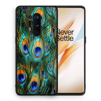 Thumbnail for Θήκη OnePlus 8 Pro Real Peacock Feathers από τη Smartfits με σχέδιο στο πίσω μέρος και μαύρο περίβλημα | OnePlus 8 Pro Real Peacock Feathers case with colorful back and black bezels