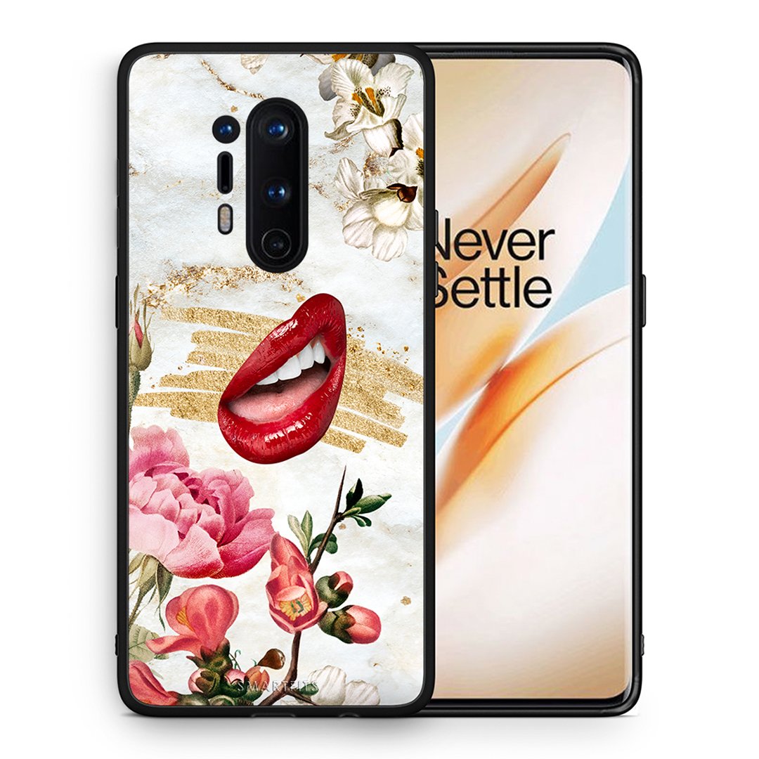 Θήκη OnePlus 8 Pro Red Lips από τη Smartfits με σχέδιο στο πίσω μέρος και μαύρο περίβλημα | OnePlus 8 Pro Red Lips case with colorful back and black bezels