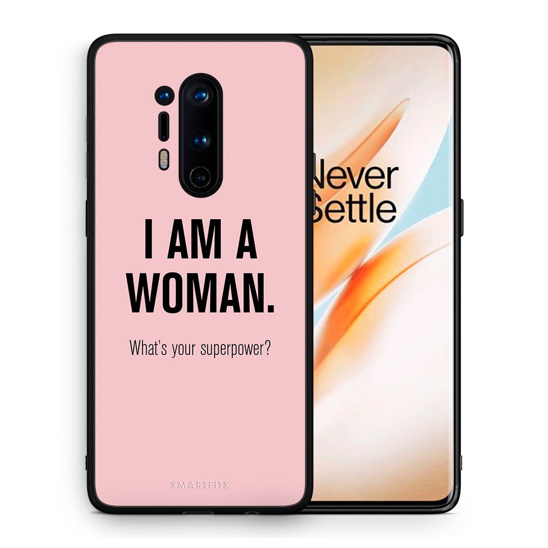 Θήκη OnePlus 8 Pro Superpower Woman από τη Smartfits με σχέδιο στο πίσω μέρος και μαύρο περίβλημα | OnePlus 8 Pro Superpower Woman case with colorful back and black bezels