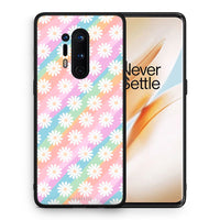 Thumbnail for Θήκη OnePlus 8 Pro White Daisies από τη Smartfits με σχέδιο στο πίσω μέρος και μαύρο περίβλημα | OnePlus 8 Pro White Daisies case with colorful back and black bezels