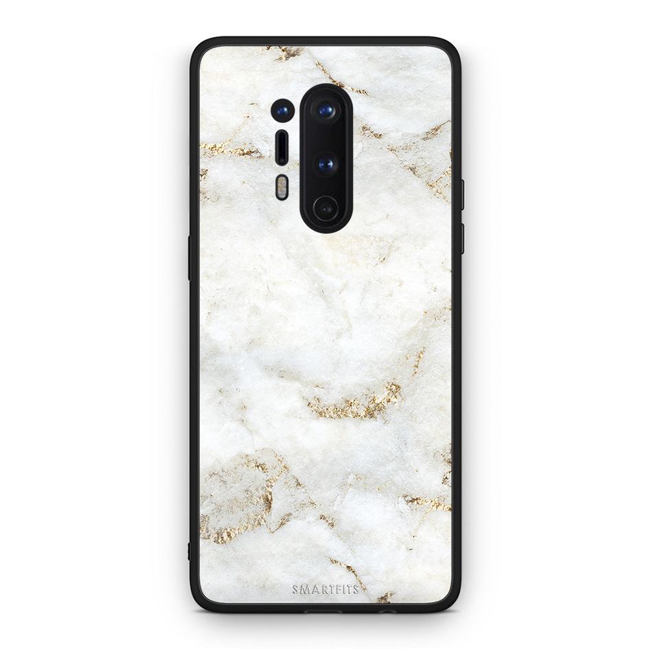 OnePlus 8 Pro White Gold Marble θήκη από τη Smartfits με σχέδιο στο πίσω μέρος και μαύρο περίβλημα | Smartphone case with colorful back and black bezels by Smartfits