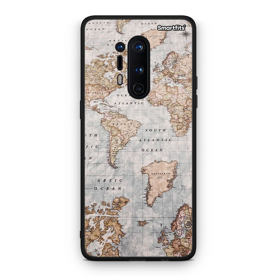 OnePlus 8 Pro World Map Θήκη από τη Smartfits με σχέδιο στο πίσω μέρος και μαύρο περίβλημα | Smartphone case with colorful back and black bezels by Smartfits