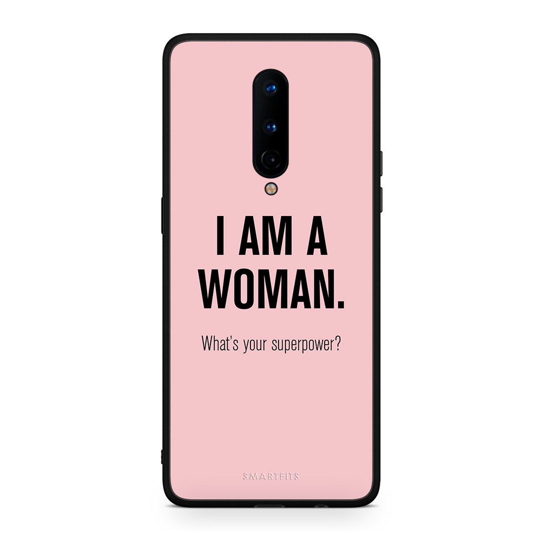 OnePlus 8 Superpower Woman θήκη από τη Smartfits με σχέδιο στο πίσω μέρος και μαύρο περίβλημα | Smartphone case with colorful back and black bezels by Smartfits