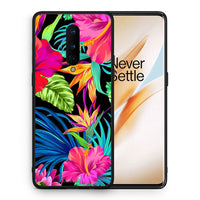 Thumbnail for Θήκη OnePlus 8 Tropical Flowers από τη Smartfits με σχέδιο στο πίσω μέρος και μαύρο περίβλημα | OnePlus 8 Tropical Flowers case with colorful back and black bezels