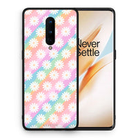 Thumbnail for Θήκη OnePlus 8 White Daisies από τη Smartfits με σχέδιο στο πίσω μέρος και μαύρο περίβλημα | OnePlus 8 White Daisies case with colorful back and black bezels