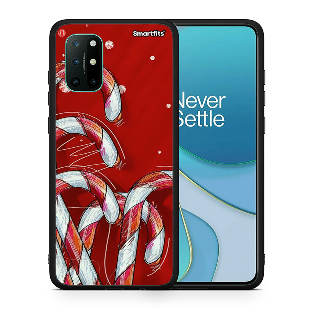 Θήκη OnePlus 8T Candy Cane από τη Smartfits με σχέδιο στο πίσω μέρος και μαύρο περίβλημα | OnePlus 8T Candy Cane case with colorful back and black bezels