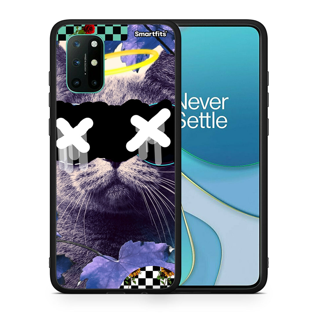 Θήκη OnePlus 8T Cat Collage από τη Smartfits με σχέδιο στο πίσω μέρος και μαύρο περίβλημα | OnePlus 8T Cat Collage case with colorful back and black bezels