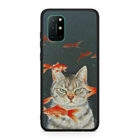 Thumbnail for OnePlus 8T Cat Goldfish θήκη από τη Smartfits με σχέδιο στο πίσω μέρος και μαύρο περίβλημα | Smartphone case with colorful back and black bezels by Smartfits