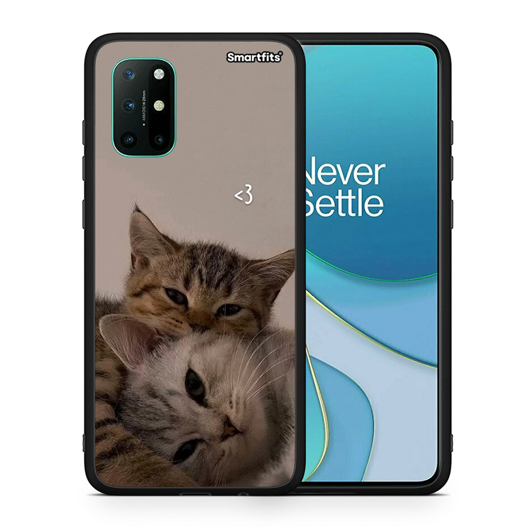 Θήκη OnePlus 8T Cats In Love από τη Smartfits με σχέδιο στο πίσω μέρος και μαύρο περίβλημα | OnePlus 8T Cats In Love case with colorful back and black bezels