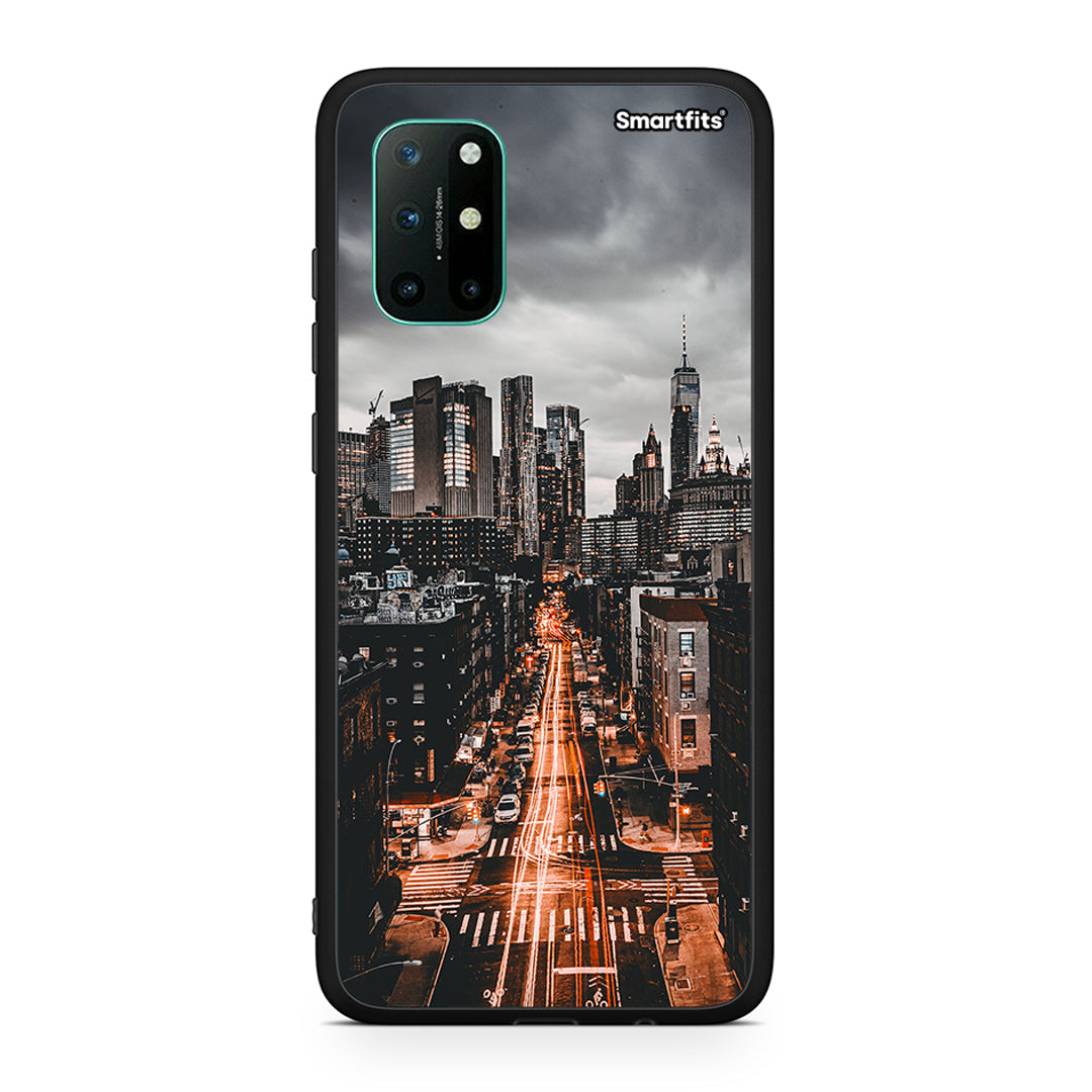 OnePlus 8T City Lights θήκη από τη Smartfits με σχέδιο στο πίσω μέρος και μαύρο περίβλημα | Smartphone case with colorful back and black bezels by Smartfits