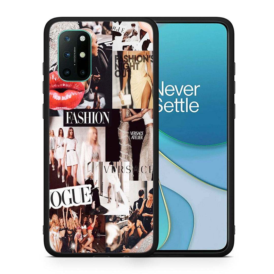 Θήκη Αγίου Βαλεντίνου OnePlus 8T Collage Fashion από τη Smartfits με σχέδιο στο πίσω μέρος και μαύρο περίβλημα | OnePlus 8T Collage Fashion case with colorful back and black bezels