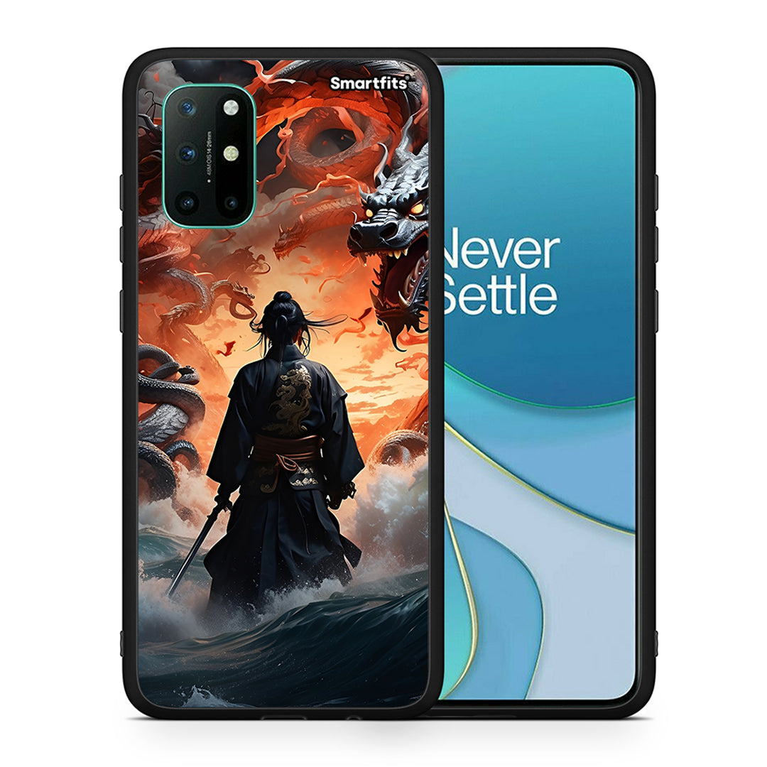 Θήκη OnePlus 8T Dragons Fight από τη Smartfits με σχέδιο στο πίσω μέρος και μαύρο περίβλημα | OnePlus 8T Dragons Fight case with colorful back and black bezels