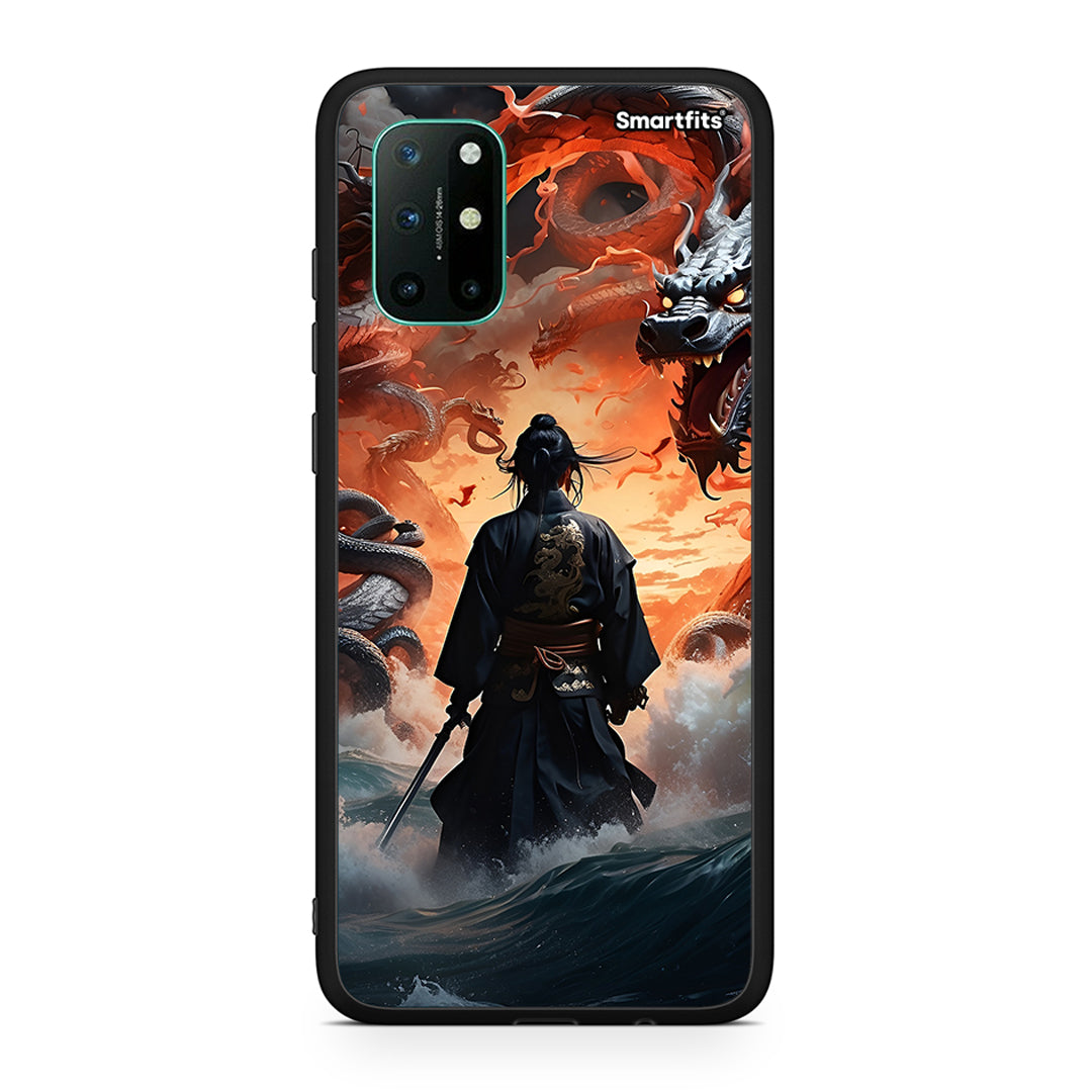 OnePlus 8T Dragons Fight θήκη από τη Smartfits με σχέδιο στο πίσω μέρος και μαύρο περίβλημα | Smartphone case with colorful back and black bezels by Smartfits