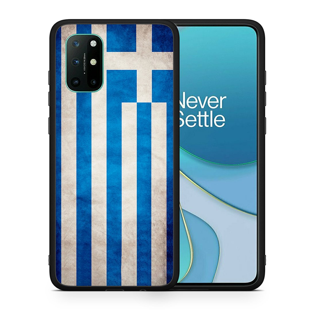 Θήκη OnePlus 8T Greek Flag από τη Smartfits με σχέδιο στο πίσω μέρος και μαύρο περίβλημα | OnePlus 8T Greek Flag case with colorful back and black bezels