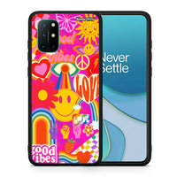 Thumbnail for Θήκη OnePlus 8T Hippie Love από τη Smartfits με σχέδιο στο πίσω μέρος και μαύρο περίβλημα | OnePlus 8T Hippie Love case with colorful back and black bezels