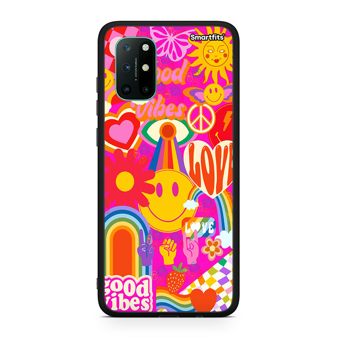 OnePlus 8T Hippie Love θήκη από τη Smartfits με σχέδιο στο πίσω μέρος και μαύρο περίβλημα | Smartphone case with colorful back and black bezels by Smartfits