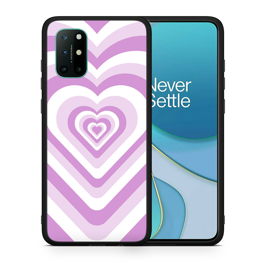 Θήκη OnePlus 8T Lilac Hearts από τη Smartfits με σχέδιο στο πίσω μέρος και μαύρο περίβλημα | OnePlus 8T Lilac Hearts case with colorful back and black bezels