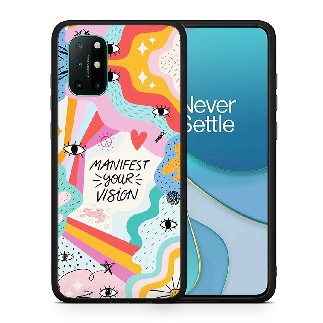 Θήκη OnePlus 8T Manifest Your Vision από τη Smartfits με σχέδιο στο πίσω μέρος και μαύρο περίβλημα | OnePlus 8T Manifest Your Vision case with colorful back and black bezels