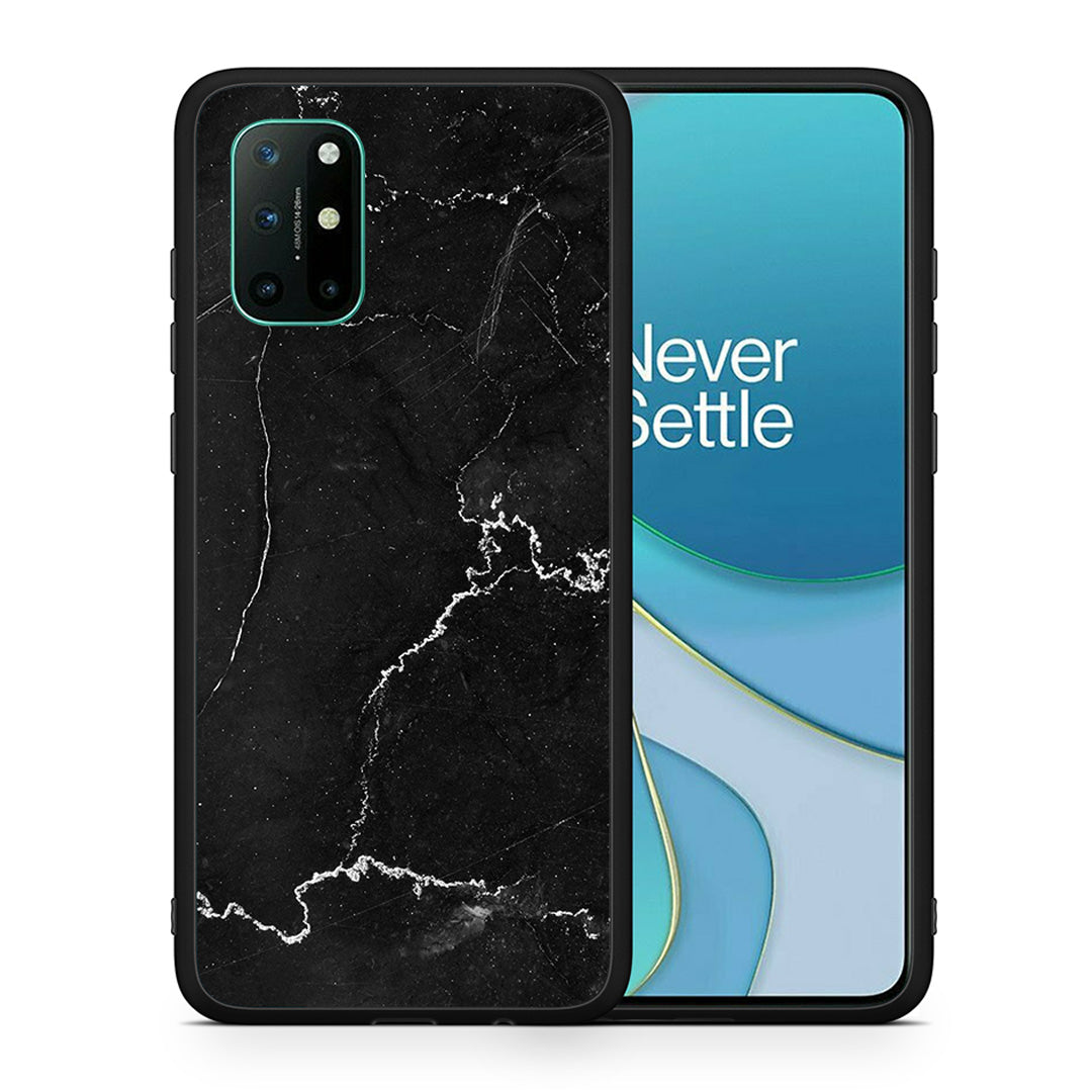 Θήκη OnePlus 8T Marble Black από τη Smartfits με σχέδιο στο πίσω μέρος και μαύρο περίβλημα | OnePlus 8T Marble Black case with colorful back and black bezels