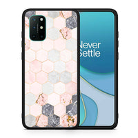 Thumbnail for Θήκη OnePlus 8T Hexagon Pink Marble από τη Smartfits με σχέδιο στο πίσω μέρος και μαύρο περίβλημα | OnePlus 8T Hexagon Pink Marble case with colorful back and black bezels