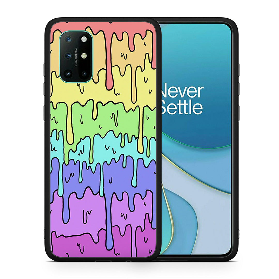 Θήκη OnePlus 8T Melting Rainbow από τη Smartfits με σχέδιο στο πίσω μέρος και μαύρο περίβλημα | OnePlus 8T Melting Rainbow case with colorful back and black bezels