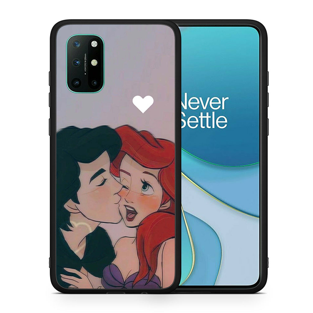 Θήκη Αγίου Βαλεντίνου OnePlus 8T Mermaid Love από τη Smartfits με σχέδιο στο πίσω μέρος και μαύρο περίβλημα | OnePlus 8T Mermaid Love case with colorful back and black bezels