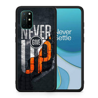 Thumbnail for Θήκη Αγίου Βαλεντίνου OnePlus 8T Never Give Up από τη Smartfits με σχέδιο στο πίσω μέρος και μαύρο περίβλημα | OnePlus 8T Never Give Up case with colorful back and black bezels