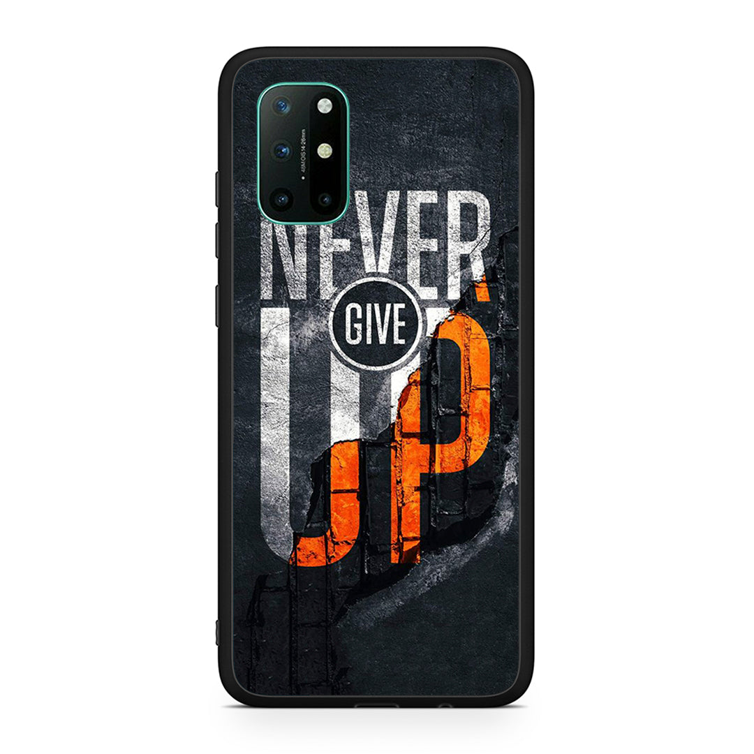 OnePlus 8T Never Give Up Θήκη Αγίου Βαλεντίνου από τη Smartfits με σχέδιο στο πίσω μέρος και μαύρο περίβλημα | Smartphone case with colorful back and black bezels by Smartfits
