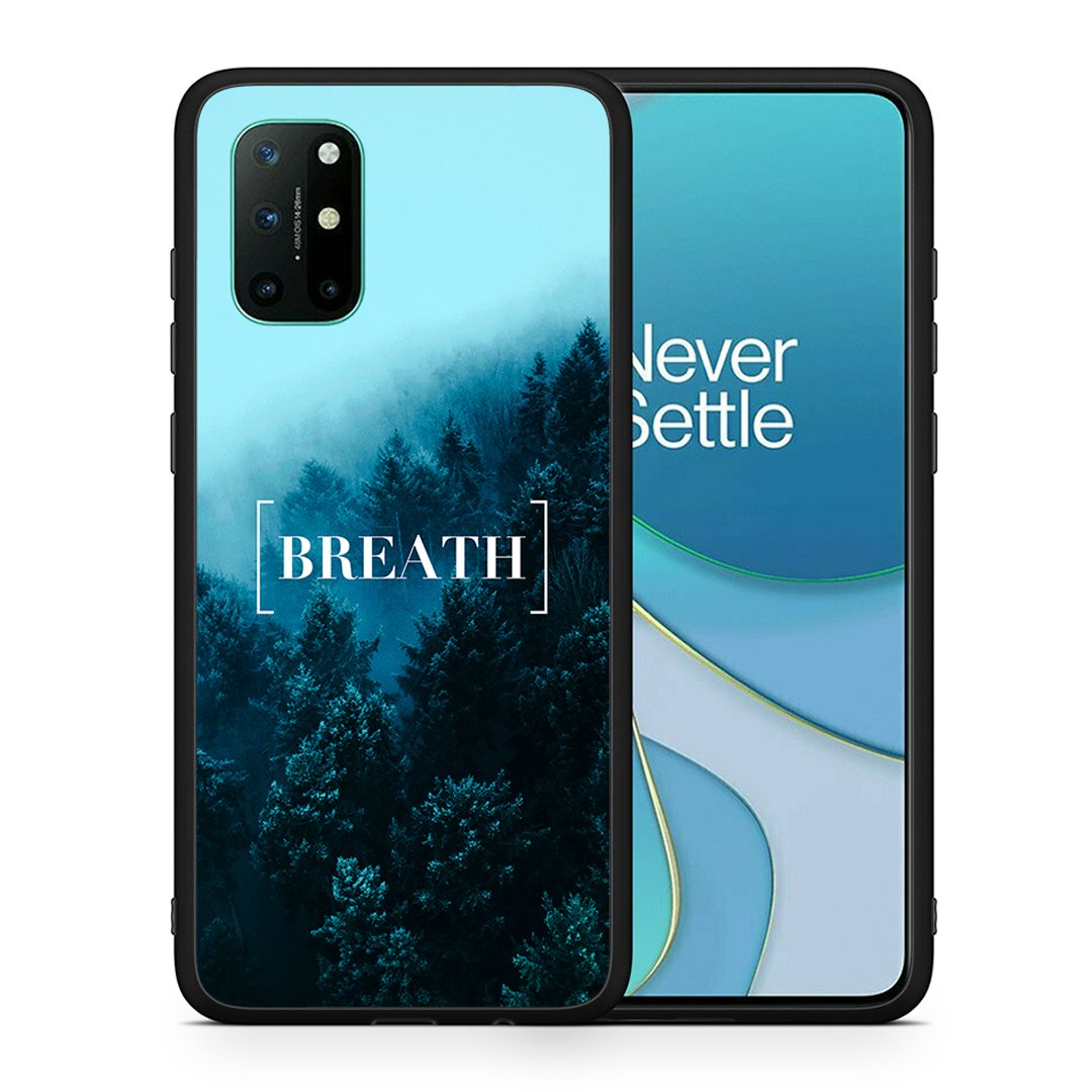 Θήκη OnePlus 8T Breath Quote από τη Smartfits με σχέδιο στο πίσω μέρος και μαύρο περίβλημα | OnePlus 8T Breath Quote case with colorful back and black bezels