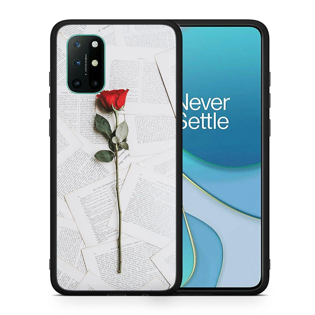 Θήκη OnePlus 8T Red Rose από τη Smartfits με σχέδιο στο πίσω μέρος και μαύρο περίβλημα | OnePlus 8T Red Rose case with colorful back and black bezels