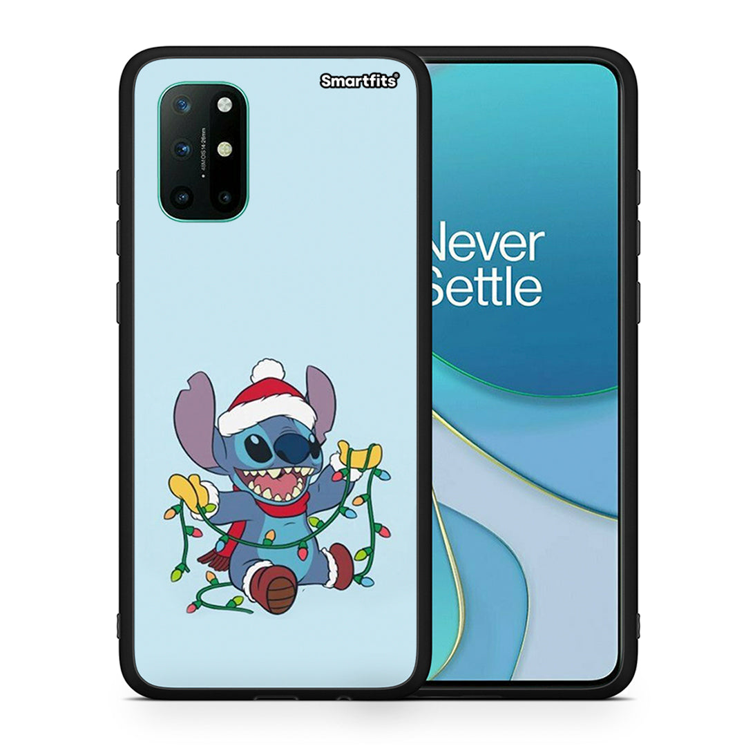 Θήκη OnePlus 8T Santa Stich από τη Smartfits με σχέδιο στο πίσω μέρος και μαύρο περίβλημα | OnePlus 8T Santa Stich case with colorful back and black bezels